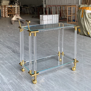Moderne gouden barwagen met glazen acryl design, geschikt voor thuisbar, eetkamer, woonkamer, hotels & restaurants - Product Image 5