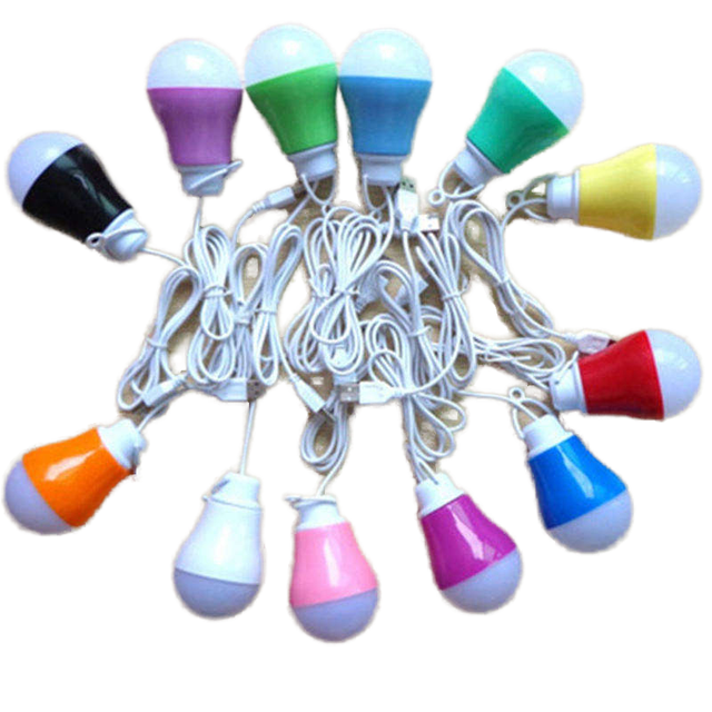 5W 5V LED USB Light Bulb 1.2m Wire Mini PVC Aluminum Alloy E27 Base Remote Control Switch CRI 70 6000K Daylight Residential Use
