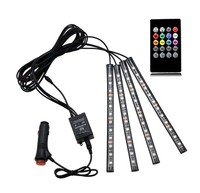 Éclairage d'ambiance intérieur de voiture, bande LED à commande vocale via application mobile, alimentation USB allume-cigare, accessoires d'éclairage de pieds pour voiture