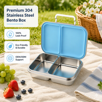 Boîte à lunch bento en acier inoxydable à 2 compartiments, étanche, hermétique, sans BPA, de qualité alimentaire, compatible lave-vaisselle, grande capacité, chauffable