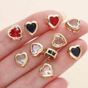 Cuentas de cristal en forma de corazón, cobre chapado en oro, cuentas espaciadoras para hacer joyería DIY, para pulseras y collares - Product Image 3