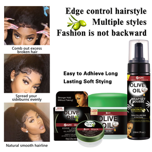 Cire capillaire noire à l'huile d'olive très vendue pour femmes, <span class=keywords><strong>coiffure</strong></span> naturelle, contrôle des bords, <span class=keywords><strong>gel</strong></span> à la cire capillaire - Product Image 2