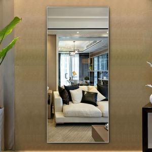 Suspension murale rectangulaire moderne avec cadre en métal, <span class=keywords><strong>grand</strong></span> format, or, noir, longue longueur, miroir sur pied, pièces - Product Image 4