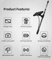 Détecteur de vie imperméable IP67 avec perche télescopique de 3,5 m, caméra rotative à 360 degrés, écran de 8 pouces, stockage de 64 Go, garantie d'un an