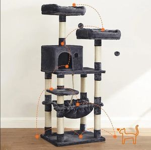 Fabricante personalizado de lujo gris oscuro gato de peluche árbol <span class=keywords><strong>torre</strong></span> resistente alto superventas raspador para <span class=keywords><strong>gatos</strong></span> modernos al por mayor - Product Image 2