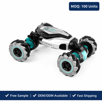 Voiture RC de cascades 4 canaux à commande gestuelle, 42 cm, grande torsion, retournement 360°, 4 roues motrices, véhicule transformable, lumières LED, pulvérisation automatique