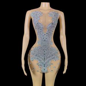 性感无袖钻石亮片夜总会派对迷你连衣裙女性晚宴礼服生日宴会紧身连衣裙舞会服装 - Product Image 6