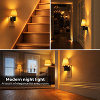Veilleuse LED ZHILAI à brancher avec capteur, en tissu lin ambré, à intensité variable, allumage automatique du crépuscule au lever du soleil pour chambre à coucher