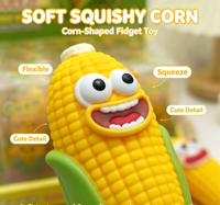 Jouet Squishy Mignon en Forme de Maïs avec Visage Amusant, Jouet Sensoriel Anti-Stress à Presser en Forme de Légume, Cadeau Nouveauté pour Enfants, Vente en Gros