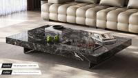 Table basse moderne de luxe en pierre frittée italienne - Meuble design haut de gamme pour salon et bureau