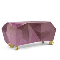 Meubles de rangement personnalisables en améthyste facettée avec feuille d'or et tête de lion sculptée à la main, directement du fabricant