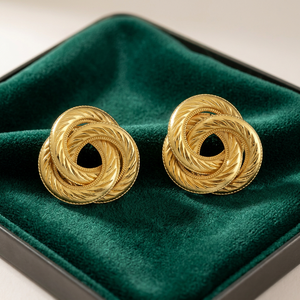 Pendientes de tuerca geométricos religiosos de moda 185920 de aleación de zinc chapados en rodio y oro para mujer, 11g, para fiesta - Product Image 2