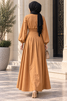 EVE063 Nouvelle robe maxi musulmane tendance pour femmes, manches longues, ceinture, abaya modeste, vêtements islamiques élégants, robe décontractée de Dubaï