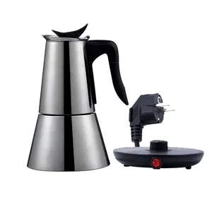 Hoge Kwaliteit China Roestvrij Staal Roestvrij Staal Mokka Pot Koffie Pot Rvs Espresso Koffiezetapparaat Elektrische Moka Pot