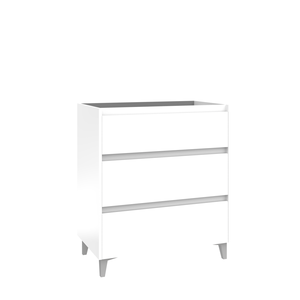 VENTO Blanco Brillante / Roble Natural con Tapa para Encimera, Mueble para el Hogar de 60 cm, Materiales de Alta Calidad, 3 Cajones, de Pie - Product Image 1