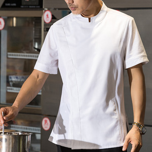 Vestes <span class=keywords><strong>de</strong></span> <span class=keywords><strong>chef</strong></span> en maille tricotée respirante et fraîche pour l'été, 100% polyester, avec logo brodé, manches courtes, pour chefs exécutifs d'hôtel - Product Image 4
