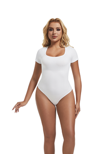 ชุดรัดรูปแขนสั้นสำหรับผู้หญิงชุดรัดรูปคอเหลี่ยมชุดรัดรูปคอทรงใหม่สำหรับ2025 - Product Image 4