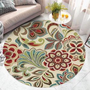 <span class=keywords><strong>Tapis</strong></span> <span class=keywords><strong>rond</strong></span> vintage en tissu touffeté circulaire <span class=keywords><strong>beige</strong></span> - Product Image 5