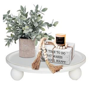 Bandeja Decorativa de Madera Rústica Blanca con Cuentas para Sala de Estar, Mesa de Centro, Cocina, Escritorios, Almacenamiento - Product Image 2