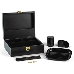 Customize different Styles Wood Box Custom Smell Proof Rolling Trays Airtight Bottles Grinder Wooden Stash Box With Accessories