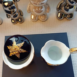 Royal Luxury Style Deep Blue Ceramic Creamer and Sugar <b>Set</b> with Gold Accents - Product Image 4