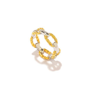 Stainless Steel <b>Ring</b> Geometric Shape Gold Plated Two Tone Unisex Fashion Jewelry Gift YR21 - Product Image 5