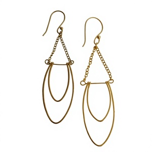 Gold Plated Brass Geometric Drop <b>Earrings</b> Women's Bohemia Style Fashion Dangle Jewelry - Product Image 1