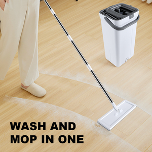 Ensemble serpillière et seau Masthome pour le nettoyage des sols, serpillière plate à lavage mains libres 360°, serpillière en microfibre pour le nettoyage des sols avec seau - Product Image 5