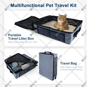 Foldable <b>Cat</b> Litter <b>Box</b> Rectangle Grey Easy Clean Portable <b>Cat</b> Toilet - Product Image 4
