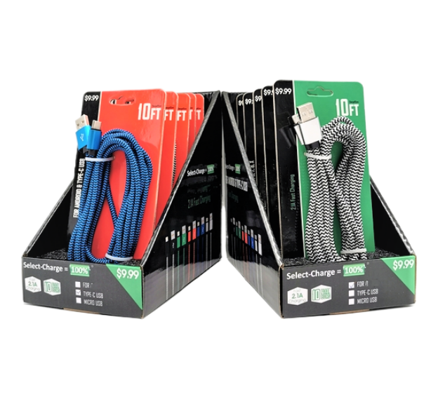 Phone Charger Display OEM 5pcs 10FT Cable with Cardpaper Display Box for Mobile Accessories