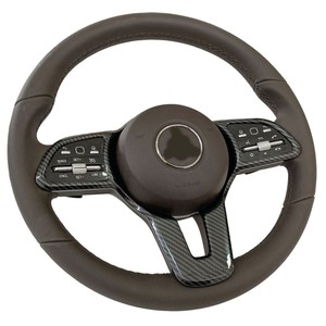 Mercedes-Benz Steering <b>Wheel</b> Trim Frame Carbon Fiber Black Silver Racing Style 3 <b>Spokes</b> A177 - Product Image 2