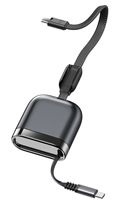 Câble de charge rapide rétractable double Type-C PD 240W de 1,2 m en alliage d'aluminium, cordon de données portable extensible avec cordon de suspension pour téléphone et ordinateur portable