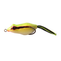 LUTAC Leurres souples de pêche à la grenouille 50mm/10.5g Flottant Top Water 45 ° Rubber Plastic Long Casting Two Tail Narrow Double Hook 3D Eyes