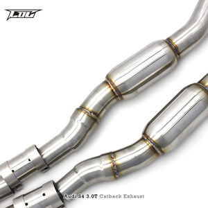 Tuyaux d'échappement en acier inoxydable Boska pour Audi S4/S5 B8 B8.5 3.0T, silencieux cat-back, soupape à vide, embouts plaqués noir - Product Image 3