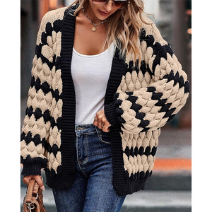 <span class=keywords><strong>Cardigan</strong></span> da donna con scollo a V a maniche lunghe lavorato a maglia in <span class=keywords><strong>cotone</strong></span>, - Product Image 2