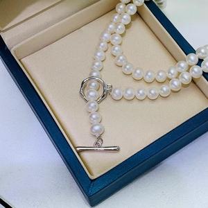 Collar de Cadena para Suéter de Plata S925 Hecho a Mano con Hebilla OT de Una Sola Hilera, con Cuentas de Perlas para DIY - Product Image 1