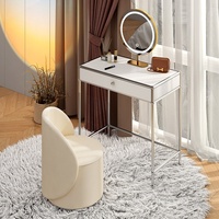 Table de maquillage moderne et simple en acier inoxydable, bureau de coiffeuse pour chambre à coucher, bureau d'ordinateur pour petit appartement