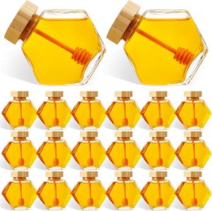 Pot en verre écologique de forme irrégulière pour miel, avec couvercle à boucle et cuillère, idéal pour le sirop, le miel d'abeille et le stockage alimentaire en cuisine - Vente en gros - Product Image 2