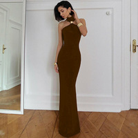Vestido de Mujer Estilo Francés, Superventas, Verano 2025, Nuevo, Elegante, Ajustado, Cuello Alto, Sin Mangas, con Abertura