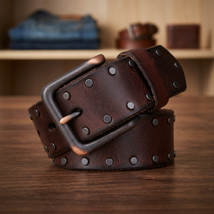 Cinturón Casual Duradero y Ecológico de Cuero Vacuno Genuino Personalizable para Hombre, Modelo NA285 de BS INTERNATIONAL, en Acero Inoxidable Vintage - Product Image 1