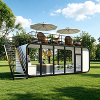 Maison capsule écologique préfabriquée moderne en conteneur, avec structure en verre trempé, durable, installation facile, villa, salon, bureau