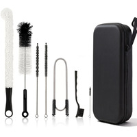 Kit de nettoyage professionnel pour chicha 7 pièces : brosses flexibles pour tuyau et vase, avec étui portable en EVA – Accessoires pour chicha