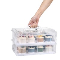 GREENSIDE Boîte à gâteaux en plastique multicouche épaissie Empilable Portable Baking Cupcake Container pour le stockage et le service des aliments