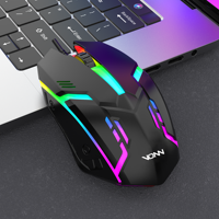 Souris d'Ordinateur Filaire V1 Économique, Lumières LED 7 Couleurs, Souris Optique USB 1200 DPI pour PC Gamer