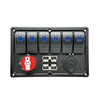 Panel de Interruptores Basculantes de 6 Canales DC12V/24V con USB Dual, 2 Conectores Anderson y Interruptor de Batería para Camión, Motocicleta, Barco, RV