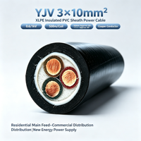 Cable de Alimentación Residencial YJV de 3 Núcleos, 10mm2, Aislamiento XLPE, Revestimiento de PVC, Cobre, 0.6/1kV, 100m por Tambor, para Distribución Doméstica