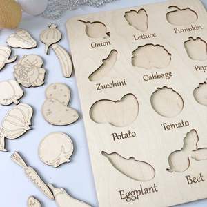 Rompecabezas de Vegetales de Madera Hecho a Mano con Materiales Seguros No Tóxicos, Diseño Duradero, Ideal para Salas de Juego y Guarderías - Product Image 5