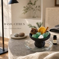 Coffret Cadeau de Remerciement en Gros – Boîte Noire avec Ornement Violet et Diffuseur d'Arômes en Cristal Rose – Cadeau de Noël et de Thanksgiving