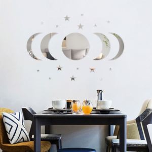 20 Piezas de Adhesivos Decorativos de Pared con Espejo Acrílico en Forma de Luna, Estrella y Sol, Espejos Autoadhesivos Creativos - Product Image 5