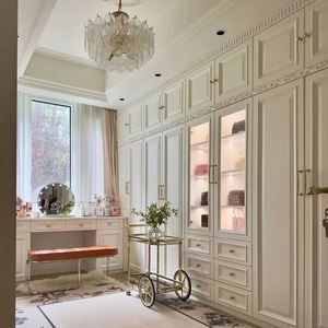 Armoire de chambre à coucher de style européen, luxe léger, mode, bois de qualité supérieure, dressing, armoire - Product Image 1